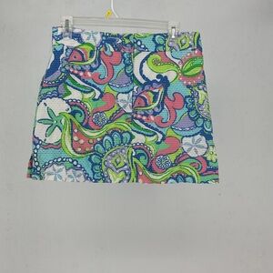 Lilly Pulitzer Adie Skort Sparkling Sands Nautical Paisley Seersucker Size 4